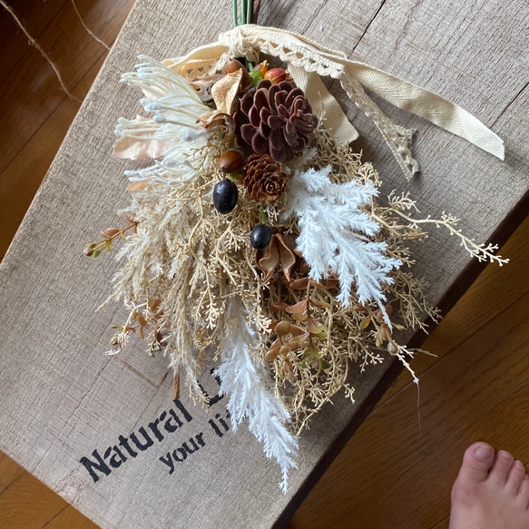 ナチュラル スワッグ 造花 木の実 スワッグ makki 通販｜Creema 