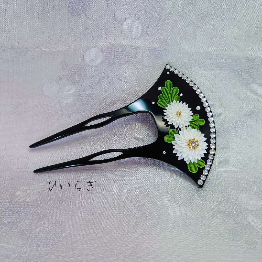 留袖用バチ型かんざし　つまみ細工