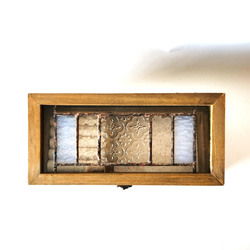 ステンドグラス アンティーク調ガラス窓つき木箱 木製ジュエリー