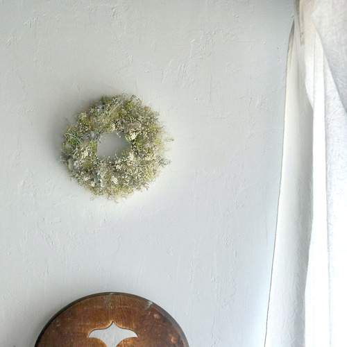 スモークツリーとかすみ草のリース 直径23cm ドライフラワー リース