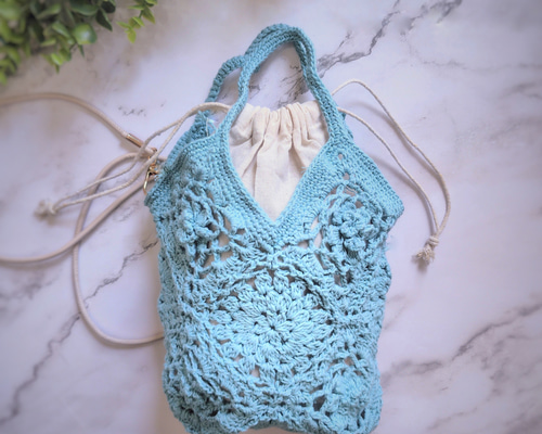 花咲くモチーフ編み 2wayポシェット〈ギフトにも〉EMIM Bloom かぎ針