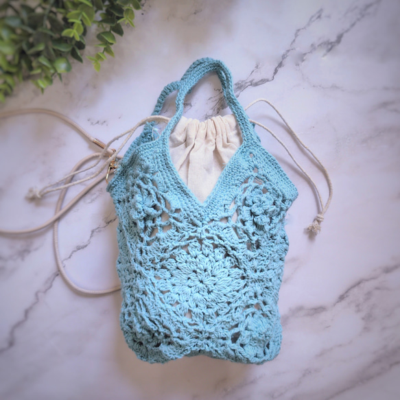 花咲くモチーフ編み 2wayポシェット〈ギフトにも〉EMIM Bloom かぎ針