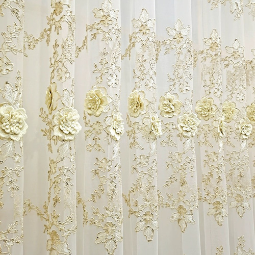 レースカーテン 高級 おしゃれ カーテン 刺繍 UVカット 立体刺繍