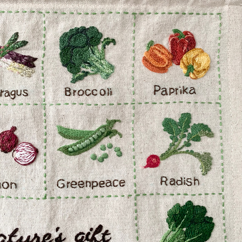 大地からの贈り物〜野菜の刺繍タペストリー その他インテリア雑貨 momo