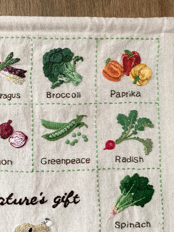 大地からの贈り物〜野菜の刺繍タペストリー 
