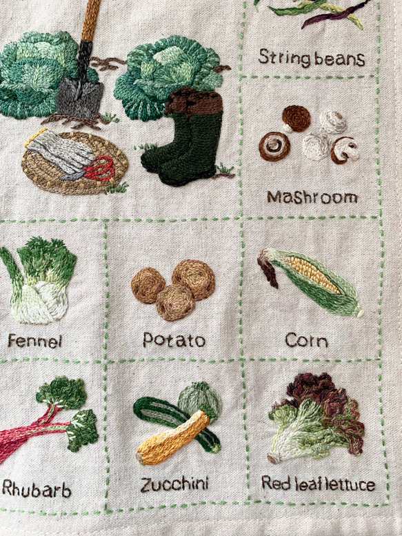 大地からの贈り物〜野菜の刺繍タペストリー 