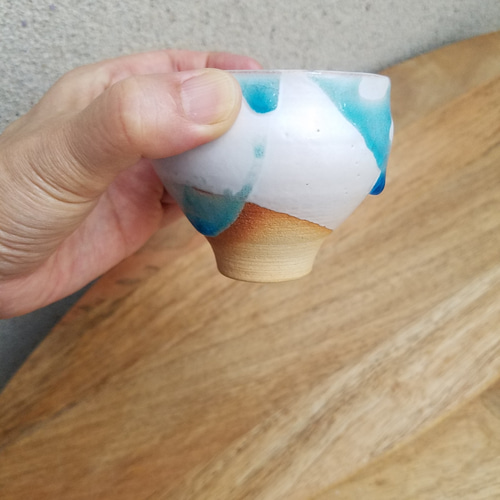 ぐい呑み 青いぐい呑み【海の雫・ぽたりじわり】焼酎 泡盛