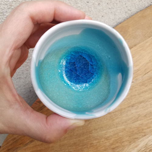 ぐい呑み 青いぐい呑み【海の雫・ぽたりじわり】焼酎 泡盛