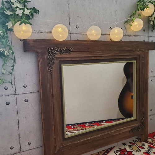 ヴィンテージ風ウォールミラー 壁掛けミラー その他インテリア雑貨