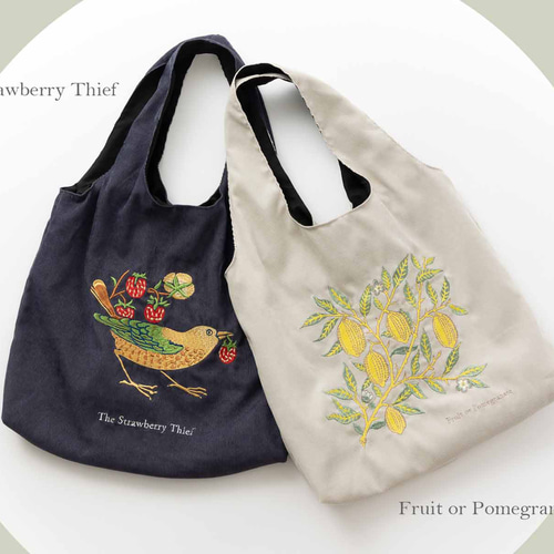 Jubilee ウイリアム・モリス柄 刺繍トートバッグ エコバッグ 60×40cm