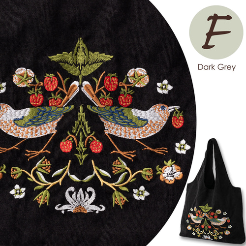 Jubilee ウイリアム・モリス柄 刺繍トートバッグ エコバッグ 60×40cm