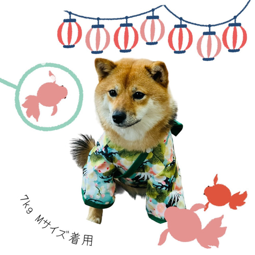 ハンドメイド 和柄 犬服　犬 着物　浴衣　和服　お祭り　夏 犬 服 浴衣 ダイナソー柄甚平 じんべい 和柄 ゆかた 祭り 花火