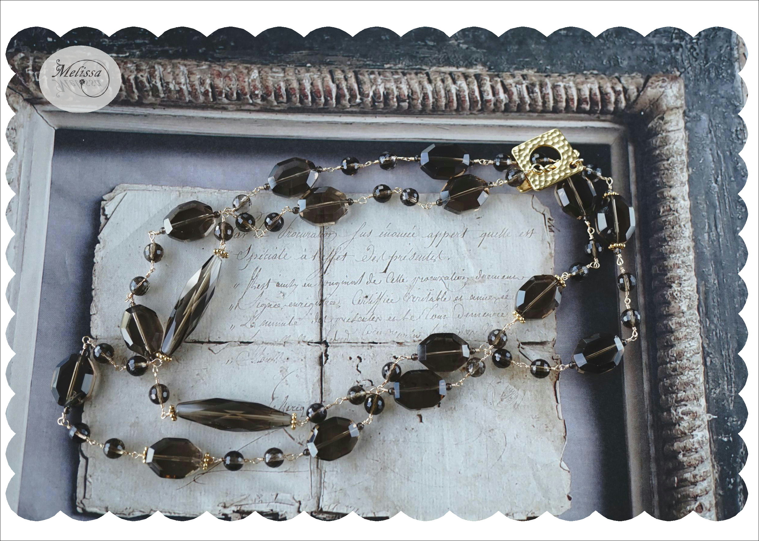 スモーキークォーツのロングネックレス