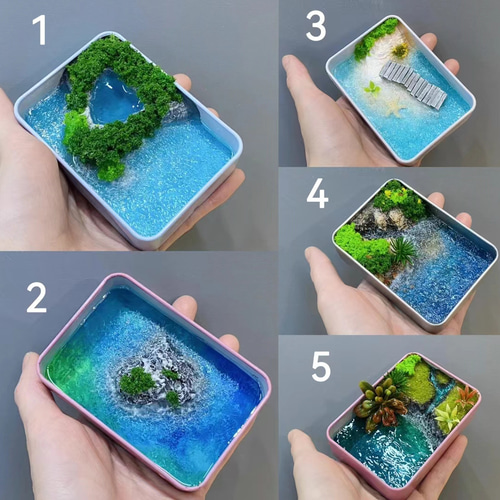 ミニチュア 海アート 箱庭 島 砂浜 レジン ハンドメイド インテリア