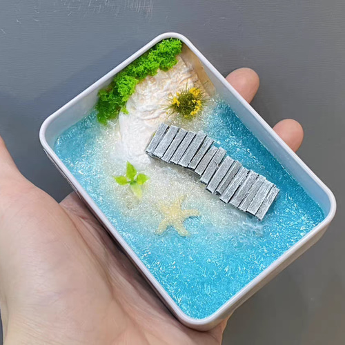 ミニチュア 海アート 箱庭 島 砂浜 レジン ハンドメイド インテリア
