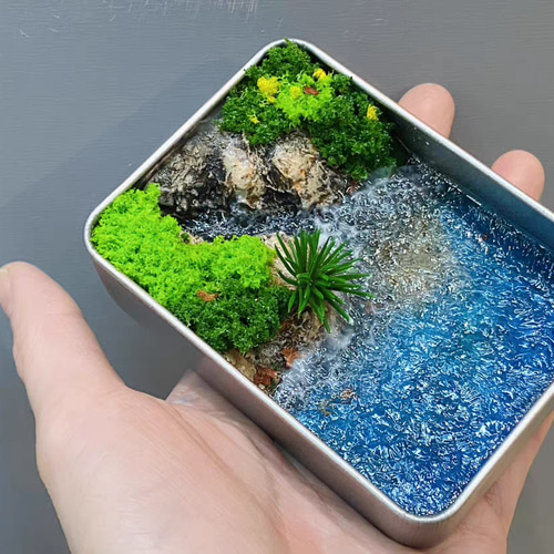 ミニチュア 海アート 箱庭 島 砂浜 レジン ハンドメイド インテリア