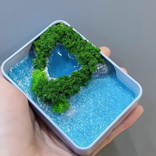 ハンドメイド作品 ミニチュア 海アート 砂浜 島 風景 庭園 手作り レジン ハンドメイド