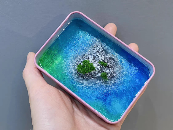 ミニチュア 海アート 砂浜 島 風景 庭園 手作り レジン ハンドメイド