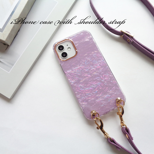 新作！色が選べる ☆ スマホショルダー ストラップ付き iphone