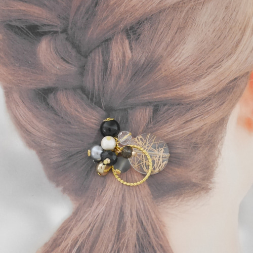 ゴールド×ブラック◇じゃらじゃらヘアゴム◇Creema限定​​​​​ 秋