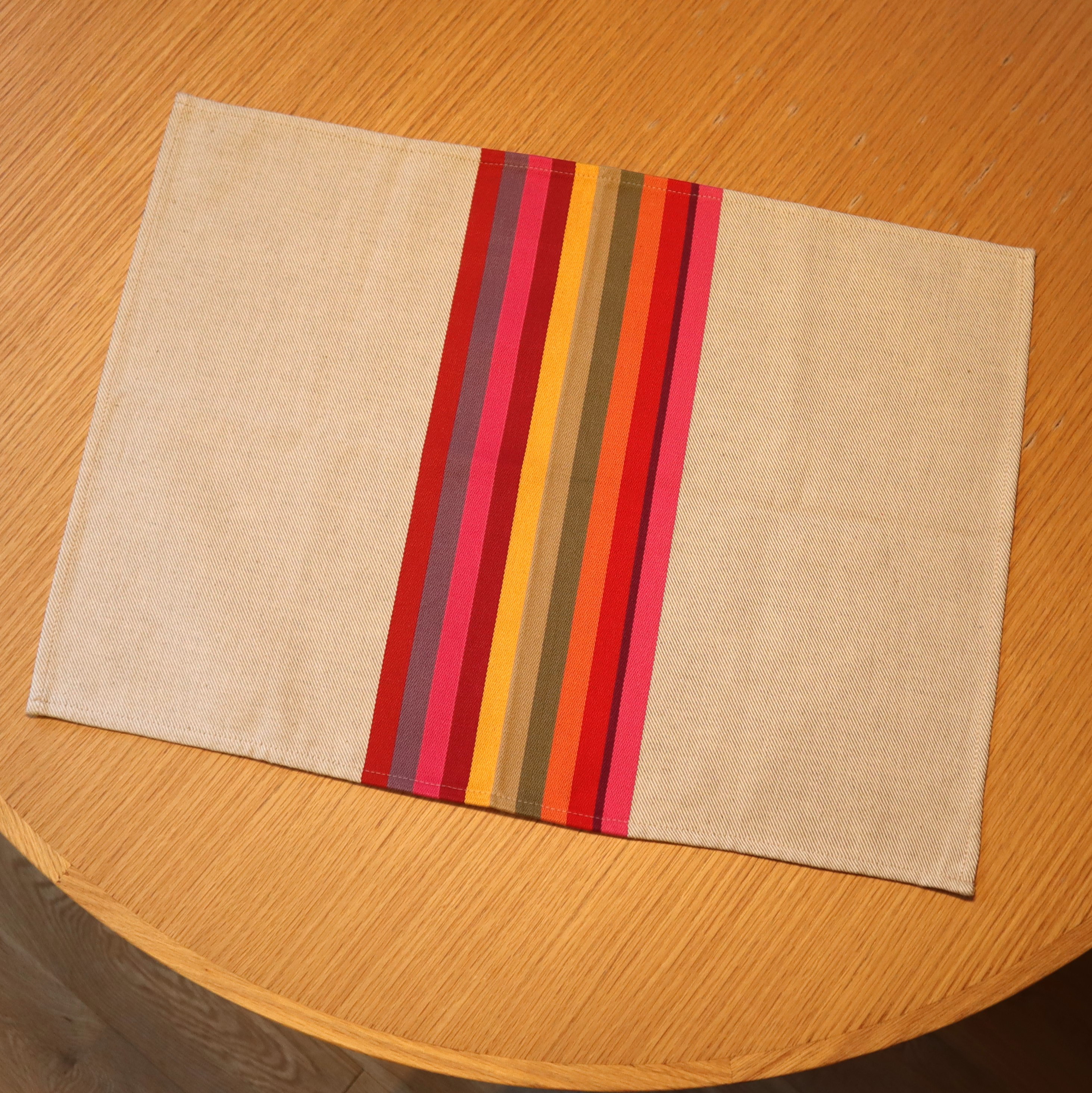 赤い編み目模様のランチョンマット 縫い絞り ランチョンマットキット