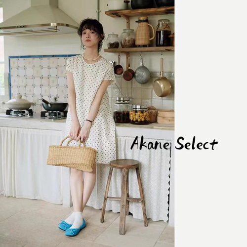 ❤️23秋新作 新品♡ SelfPortrait 杏色ドットワンピース♡　842 リネン100%☆ドット柄ワンピース】涼しい│Aライン│可愛い