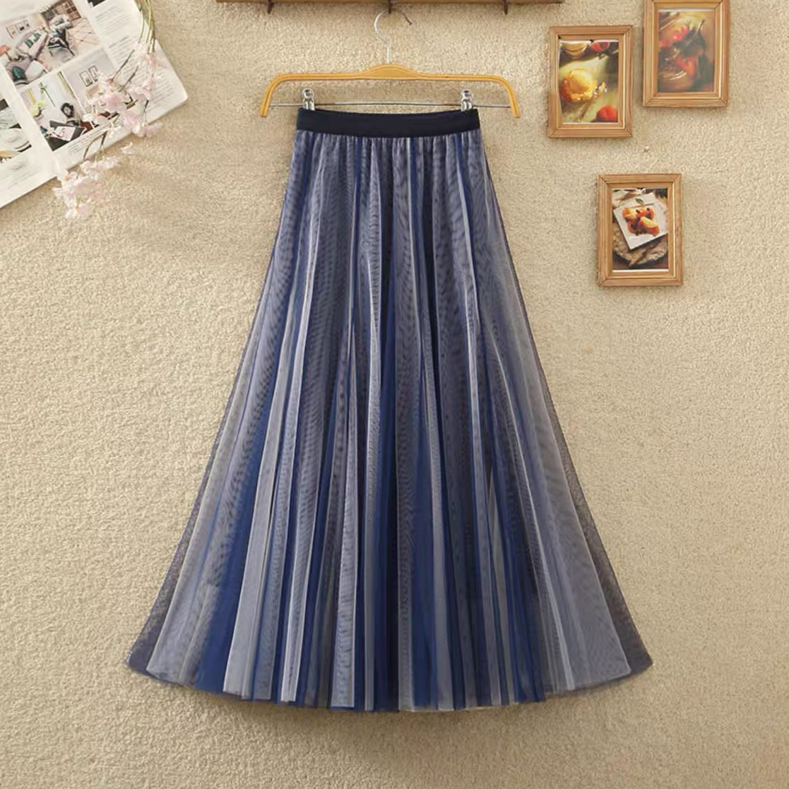 チュールスカート、 レディース、ウエストゴム、夏、春秋