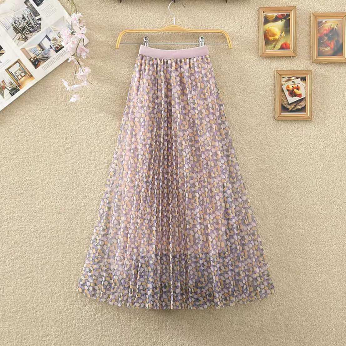 チュールスカート、 レディース、ウエストゴム、夏、春秋