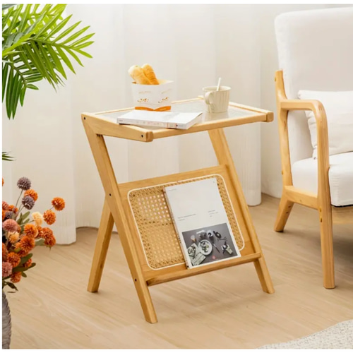 サイドテーブル ガラステーブル 北欧 木目調 木 韓国 ローテーブル