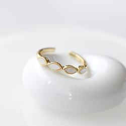 【送料無料】フリーサイズリング マザーオプパール　mother of pearl marquis 8枚目の画像