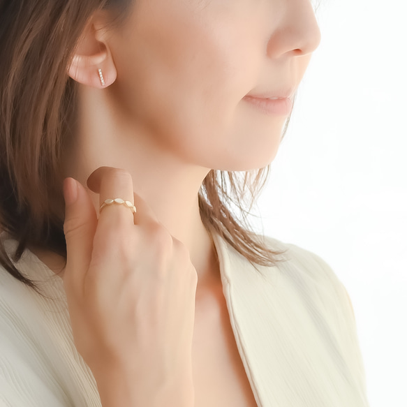 【送料無料】フリーサイズリング マザーオプパール　mother of pearl marquis 6枚目の画像