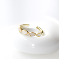 【送料無料】フリーサイズリング マザーオプパール　mother of pearl marquis 9枚目の画像