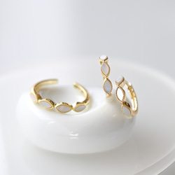 【送料無料】フリーサイズリング マザーオプパール　mother of pearl marquis 12枚目の画像