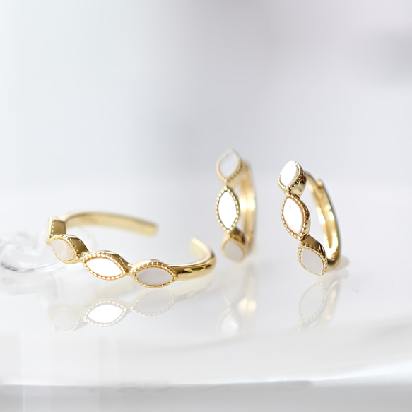 【送料無料】フリーサイズリング マザーオプパール　mother of pearl marquis 13枚目の画像