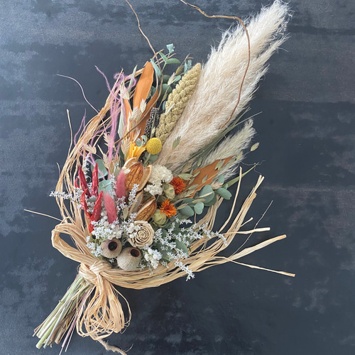 ドライフラワー　スワッグ　パンパスグラス パンパスグラス お月見スワッグ early Autumn ドライフラワー秋色