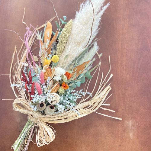 タイサンボク　リース　ドライフラワー　パンパスグラス　つる　秋 タイサンボク リース ドライフラワー パンパスグラス つる 秋