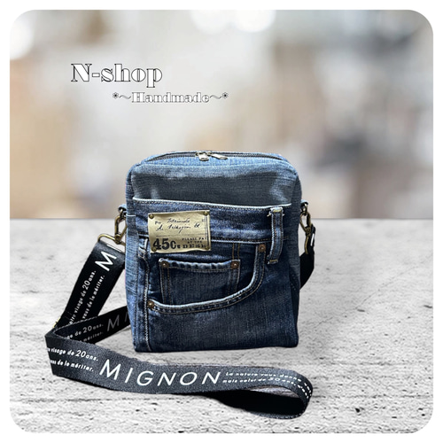 デニムリメイク【長財布】スマホショルダー バッグ グラニースクエア ハンドメイド a6ddee43716fff85598daf50b12168