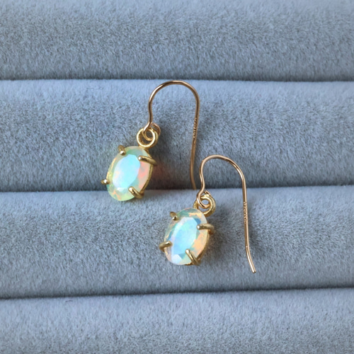 14kgfカラーオパール・エチオピアオパールラウンドピアス/イヤリング 14kgfカラーオパール・エチオピアラウンドピアス/イヤリング