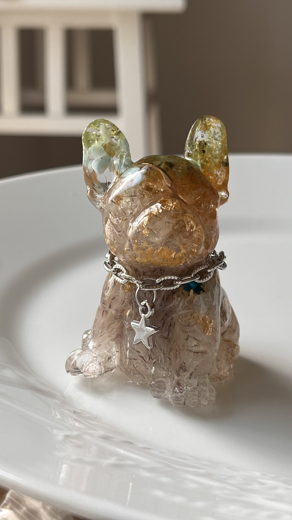 オルゴナイト　フラワー☆プードル1 犬置物　インテリア 10%OFF ハンドメイド・手芸 オルゴナイト フラワー☆プードル1 犬置物