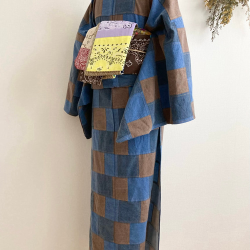 パッチワーク着物(青と茶) 着物 みーる/Mielmir 通販 18044108｜Creema