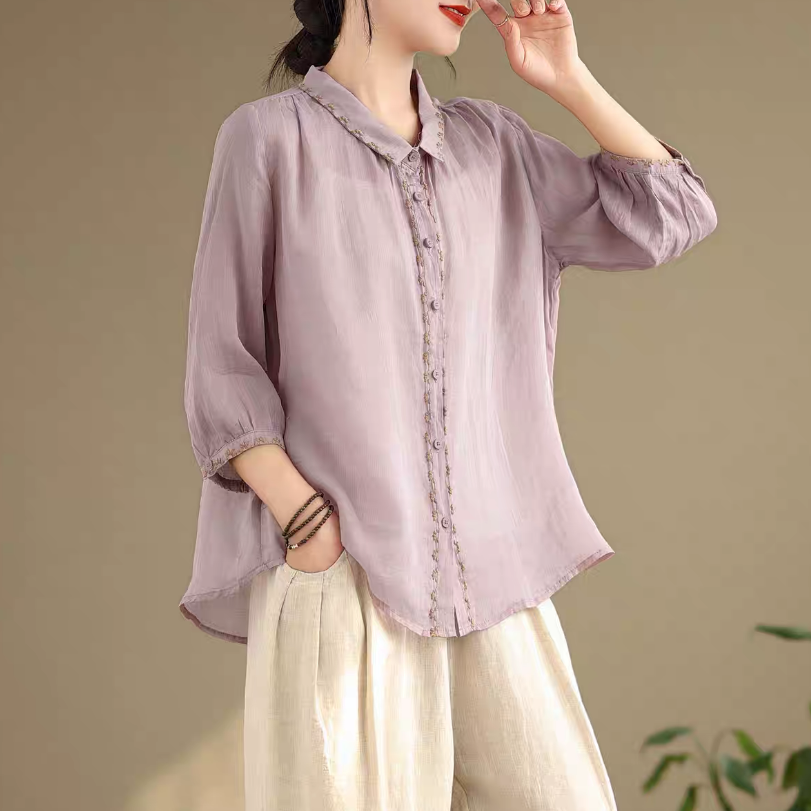 綿麻トップス、トップス、シャツ、レディース、夏