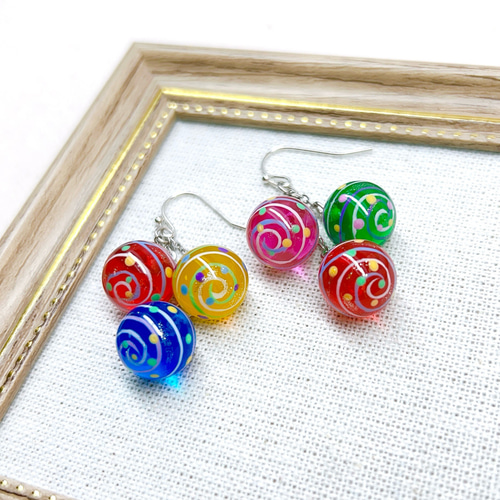 ハンドメイドヨーヨーピアス 贅沢ヨーヨーピアス/ヨーヨーイヤリング ピアス（フック・チェーン