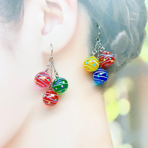 贅沢ヨーヨーピアス/ヨーヨーイヤリング ピアス（フック・チェーン