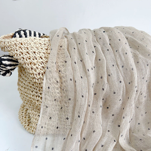 麻/リネン ドット柄 薄手ストール ガーゼ 母の日ギフト ストール