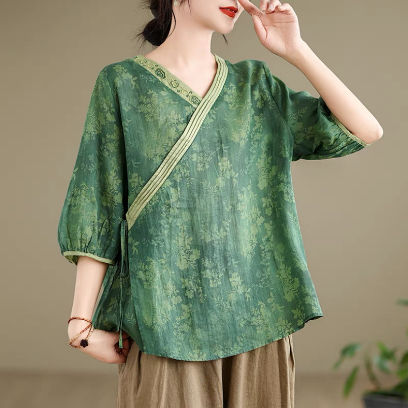 綿麻トップス、トップス、シャツ、レディース、夏