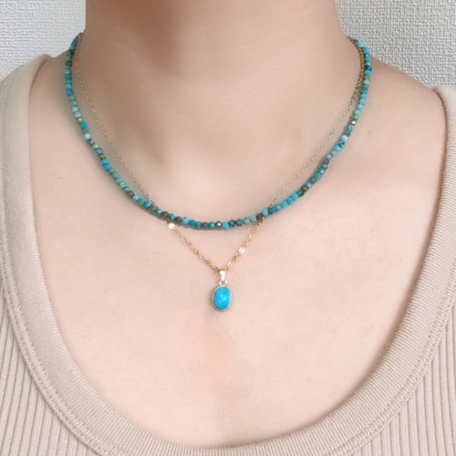 ターコイズ2連カッティングネックレス 越田雅哉 ターコイズ2連ネックレス - QVC.jp