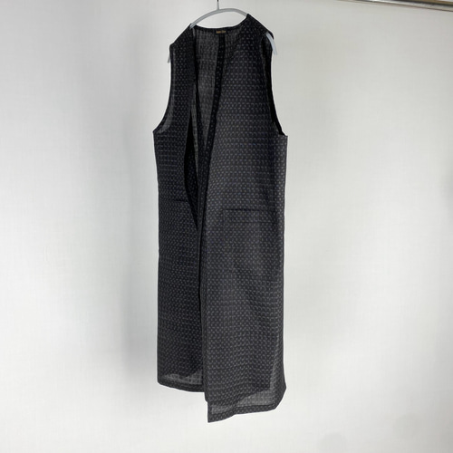 着物リメイク　ロングジレ&トートバックセット 着物リメイク 上布（麻）のロングジレ＆大島紬のトートバッグの