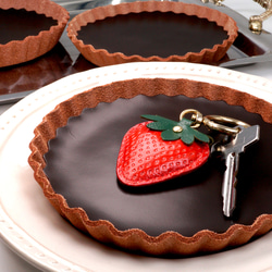 チョコタルトなアクセサリートレイ Mサイズ（直径120mm）／本革製 1枚目の画像