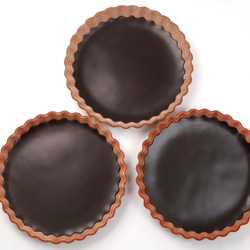チョコタルトなアクセサリートレイ Mサイズ（直径120mm）／本革製 5枚目の画像
