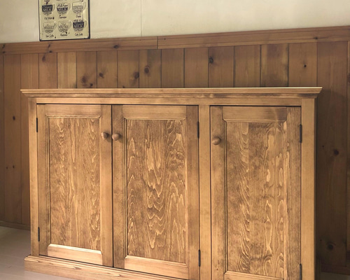 サイズデザインオーダー可！カップボードW88キャビネットシャビーブラウン受注製作 6cb9f3773bceaa455781ef07d23295